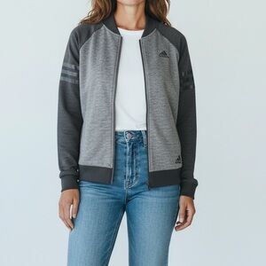 Adidas Climawarm Zip Up Track Jacket Fleece Lined Gray Zip Up Sweatshirt S
